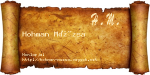 Hohman Múzsa névjegykártya